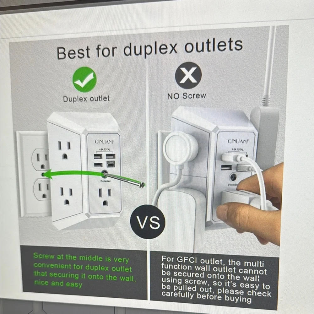 QINLIANF Wall Outlet Extender with USB Ports